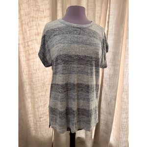 Bobeau Womens XL Blue Space Dye Striped Cuffed Dolman Sleeve Knit T-Shirt Top